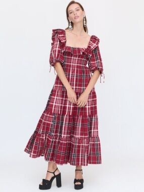 Hill House Home Corinne Nap Dress Crimson Tartan Size XXS